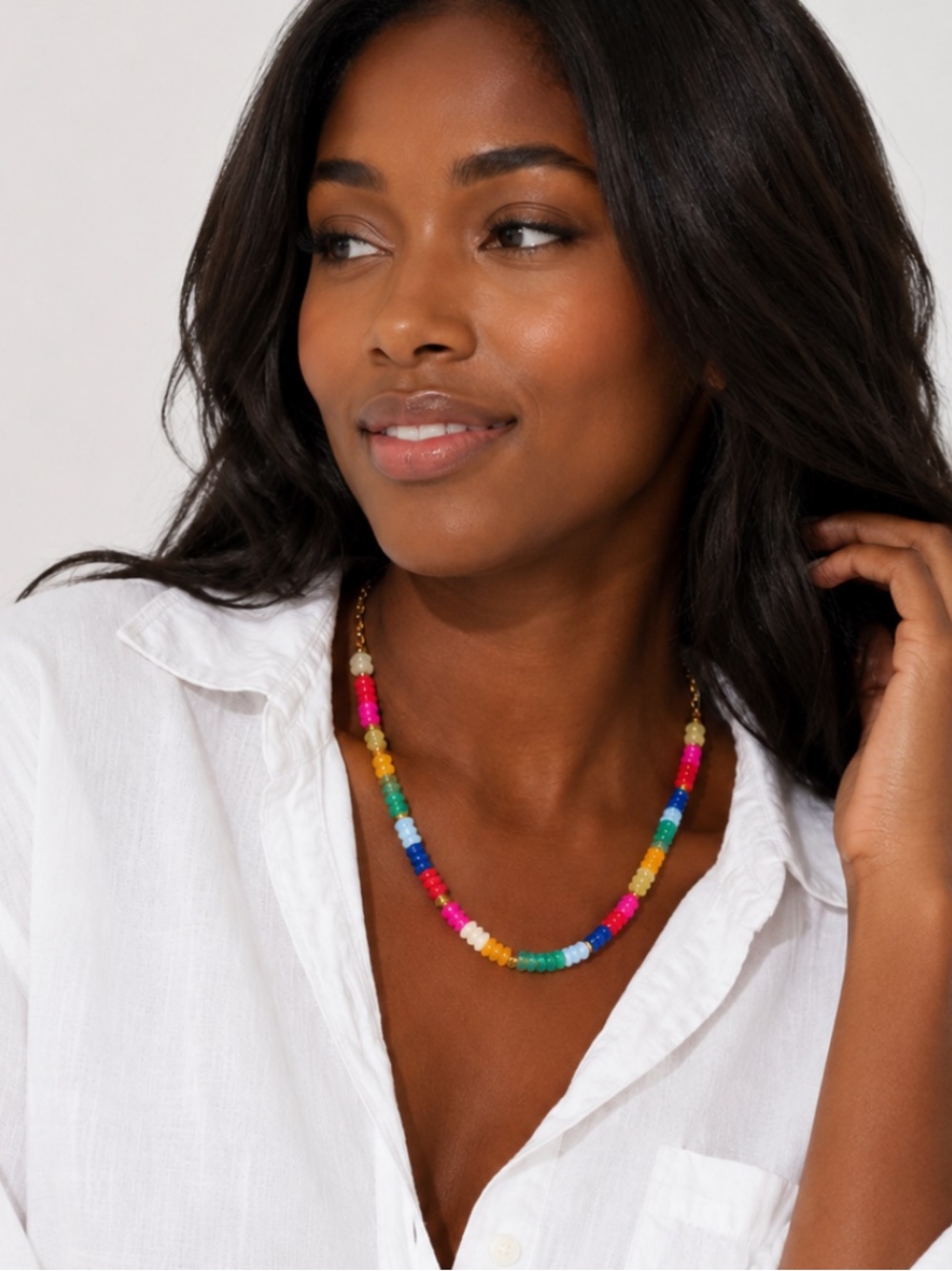 New! Preppy Colorful Colorblock Glass Beaded Dopamine Necklace NWOT 5014